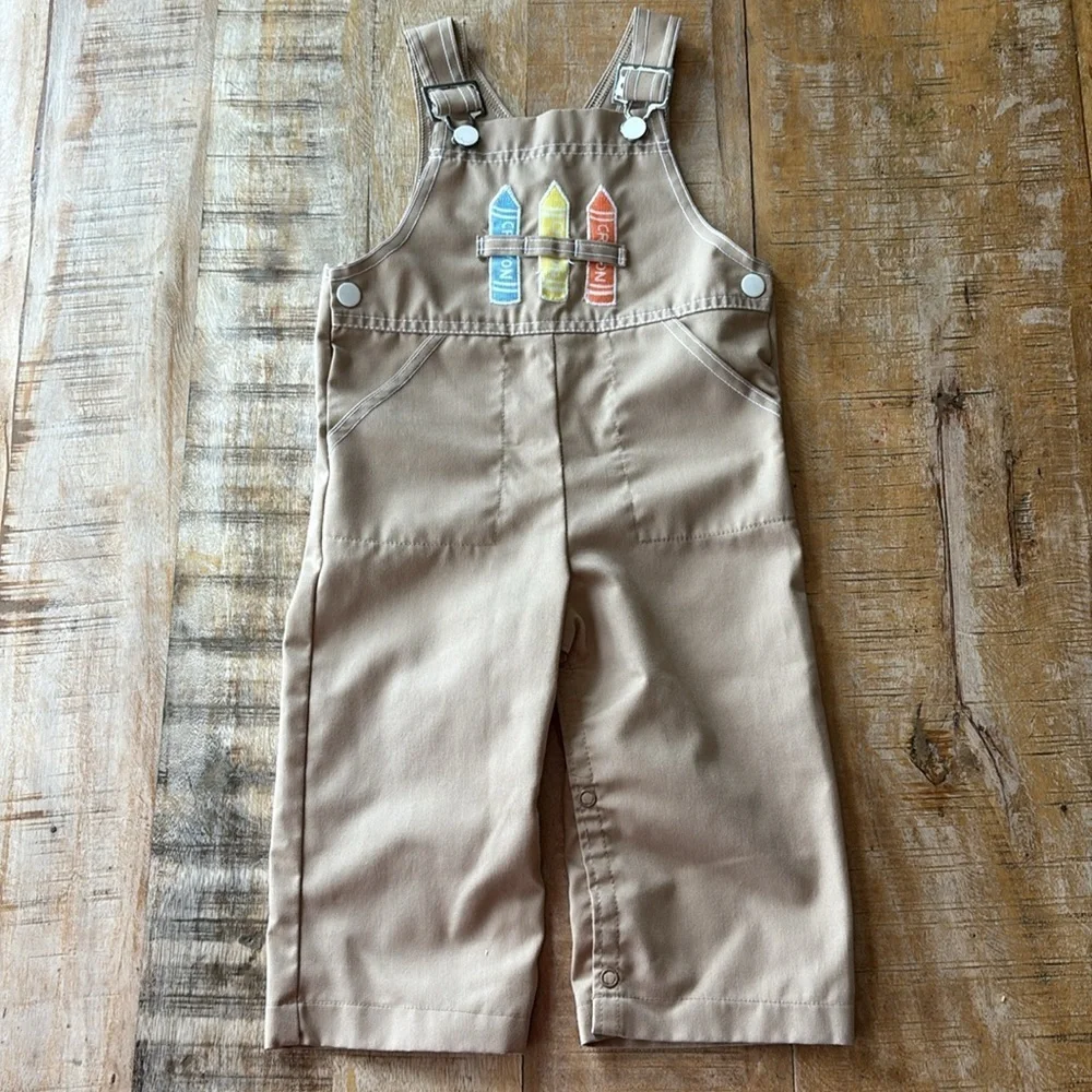Vintage Carter's Overalls with Crayon Design 24m
